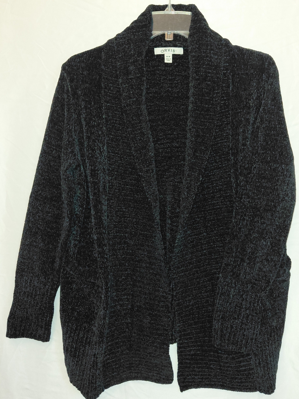 Orvis Women's Black Chenille Open-Front Sweater #2559